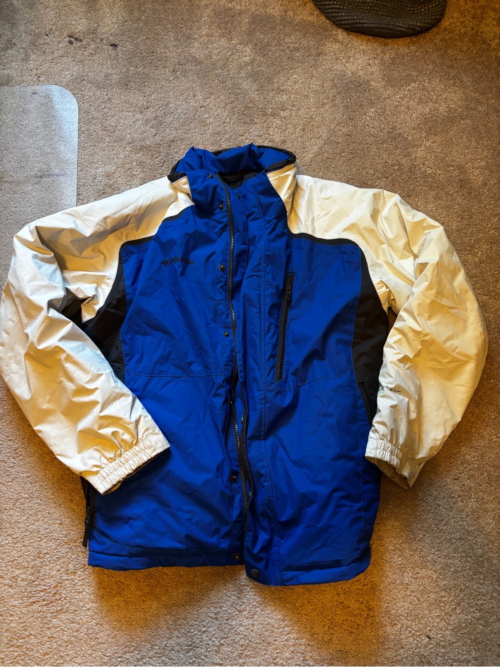 Columbia Blue and White Waterproof Omnishield Ski Jacket Mens L